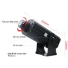 Đèn chiếu logo 300W với kích thước 430mm chiều dài và 220mm chiều cao, chú thích thấu kính điều chỉnh, nút vặn cố định, bộ tản nhiệt và chân đế