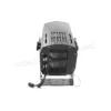 Mặt sau đèn chiếu logo 600W với cánh tản nhiệt bạc, tấm che đen có cửa gió và dây nguồn giắc chống nước